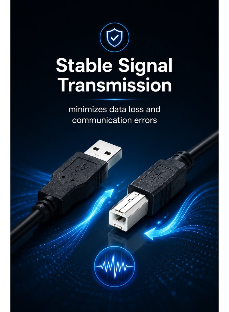 ​كابل كونف كابل طابعة، سلك طابعة USB 2.0 من النوع A ذكر إلى النوع B ذكر، سلك ماسح ضوئي عالي السرعة، متوافق مع HP، Canon، Dell، Epson، Lexmark، Xerox، Samsung وغيرها، أسود - Image 4