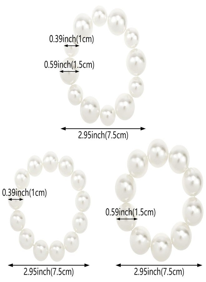Aswewamt 6 Pcs Pearls Elastic Hair Tie Scrunchies Elegant Pearl Ponytails Holder Bracelet Hair Ties Decorative Hair Ropes White Pearl Hair Band Accessories for Women Girls - Image 2
