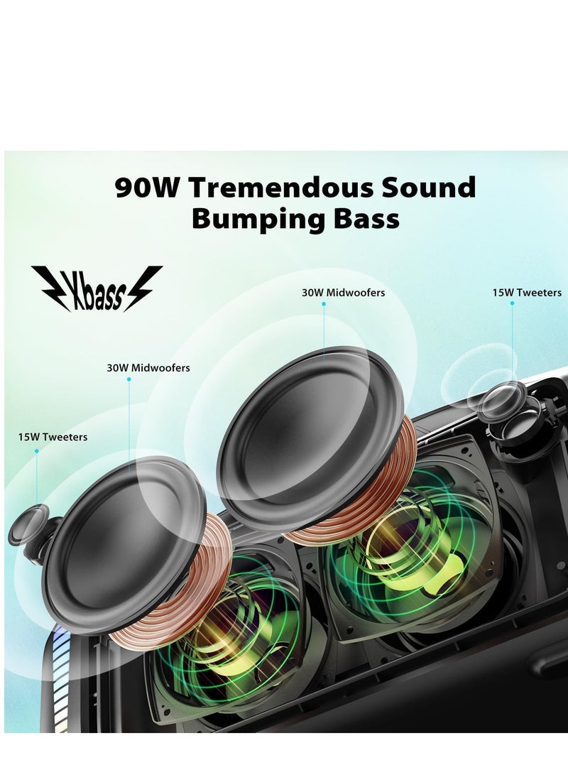 تريبيت Tribit StormBox Blast Sound Box, Portable Outdoor Bluetooth Speaker 90W Loud Stereo Sound with XBass LED Light Show, Bluetooth 5.3, Waterproof IPX7, TWS, 30 Hours Playtime - Image 2
