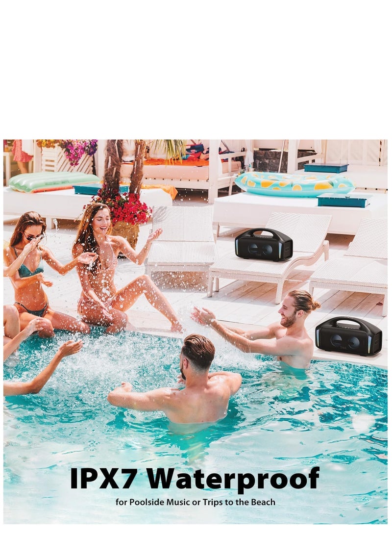 تريبيت Tribit StormBox Blast Sound Box, Portable Outdoor Bluetooth Speaker 90W Loud Stereo Sound with XBass LED Light Show, Bluetooth 5.3, Waterproof IPX7, TWS, 30 Hours Playtime - Image 5