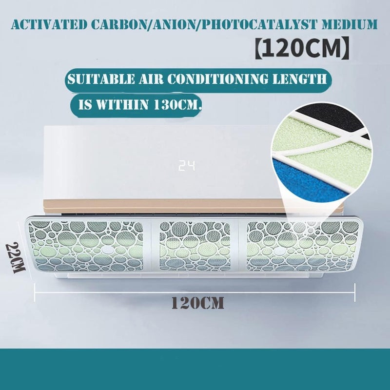 Moonmen Split Air Conditioner Deflector Large Size, 300° Adjustable Angle, Hook-Type Installation, Air Purification,Anti Direct Blowing Vent Telescopic AC Windshield Top/Wall hanging (80-120CM) - Image 2