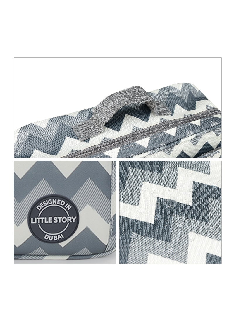 Little Story Baby Diaper Changing Clutch Kit With Detachable Shoulder Strap - Wave Grey - Image 5
