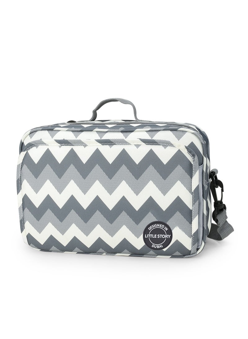 Little Story Baby Diaper Changing Clutch Kit With Detachable Shoulder Strap - Wave Grey - Image 1