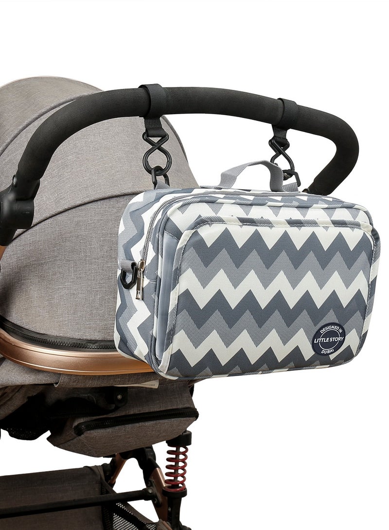 Little Story Baby Diaper Changing Clutch Kit With Detachable Shoulder Strap - Wave Grey - Image 3