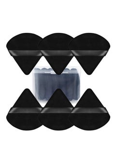 6-Pcs Soft Velvet Face Makeup Triangle Powder Puff Black 7x7.5CM