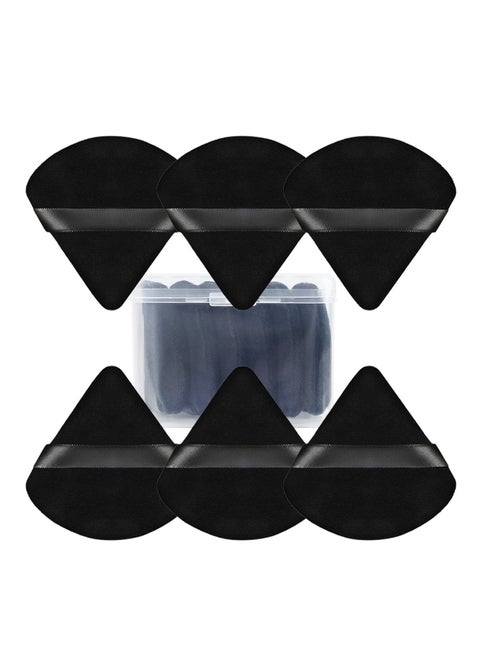 6-Pcs Soft Velvet Face Makeup Triangle Powder Puff Black 7x7.5CM
