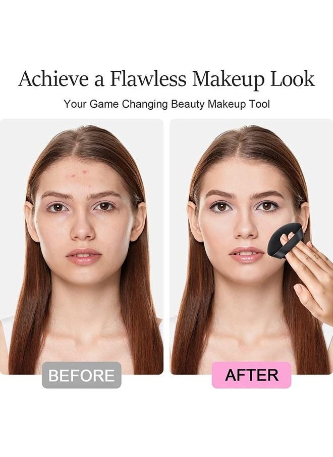 Goldfish - 6-Pcs Soft Velvet Face Makeup Triangle Powder Puff Black 7x7.5CM - Image 1