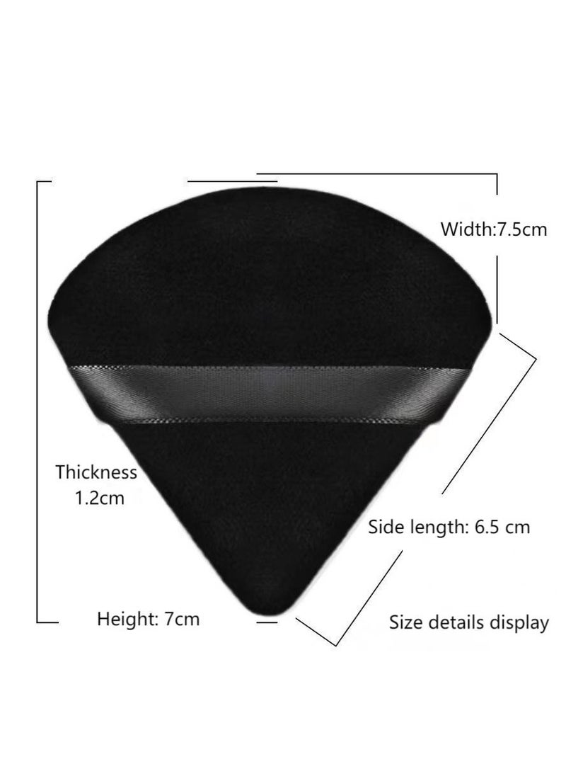 Goldfish - 6-Pcs Soft Velvet Face Makeup Triangle Powder Puff Black 7x7.5CM - Image 1