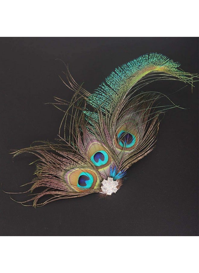 Aimimier - 1920S Flapper Peacock Feather Hair Clip Great Gatsby Headpiece Prom Party Festival Roaring 20S Accessories For Women And Girls - Image 1