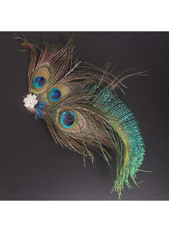 Aimimier - 1920S Flapper Peacock Feather Hair Clip Great Gatsby Headpiece Prom Party Festival Roaring 20S Accessories For Women And Girls - Image 1