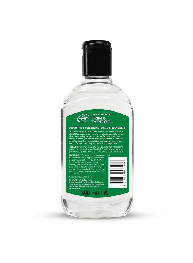 تيرتل واكس جل TurtleWax Wet'n Black Trim & Tyre - 300 مل، ترميم شامل للبلاستيك والمطاط والفينيل، حماية من الأشعة فوق البنفسجية، مقاوم للماء، يدوم طويلًا، يعيد المظهر الأسود للإطارات والتشطيبات - Image 3