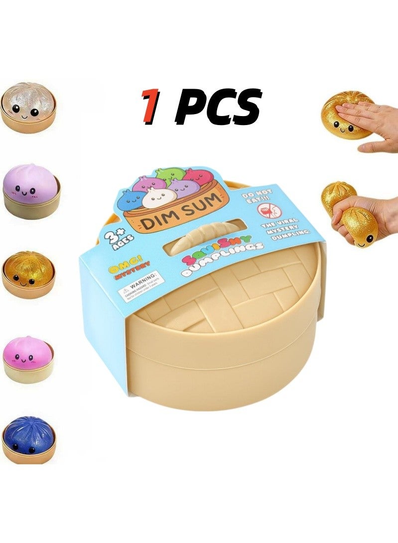 Dumpling Squishies,Glitter Dumpling, Glitter Squishy with Box,Easter Basket Stuffers (Random Color) - Image 1