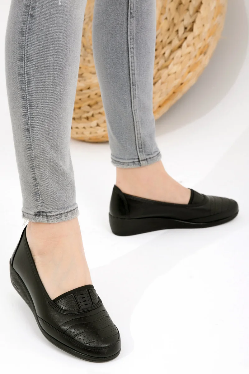 Kaof Shoes Women's Black Mother Ballerina Shoes Mother's Shoes Women's Casual Shoes Women's Classic Shoes Mother's Shoes Ayzen