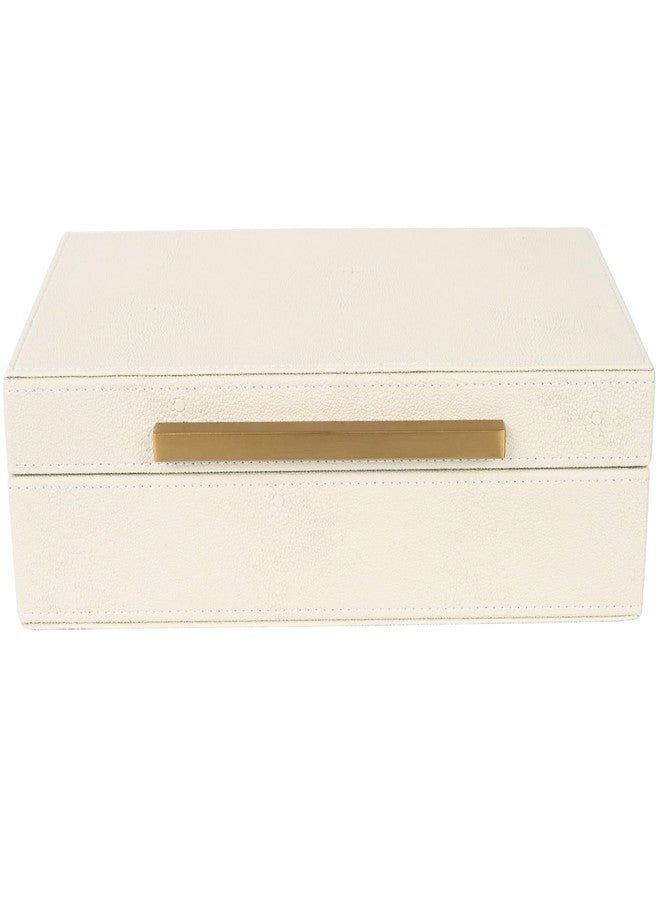 XIGEXIGE Beige Shagreen box Faux Leather Decorative Boxes,Keepsake And Memory Storage Decorative Boxes with Lids for Modern Home Decor Jewelry Box Organizer - Image 2