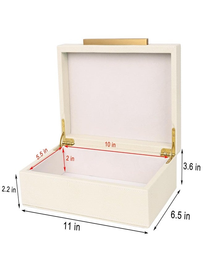 XIGEXIGE Beige Shagreen box Faux Leather Decorative Boxes,Keepsake And Memory Storage Decorative Boxes with Lids for Modern Home Decor Jewelry Box Organizer - Image 4