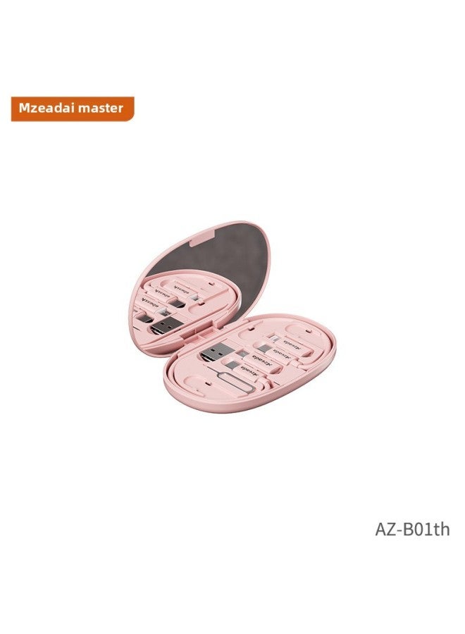 AZEADA Treasure Box 60W Multifunctional Bracket Digital Storage Box Data Cable Adapter Suit AZ-B01th-Color:Pink (with Mirror)