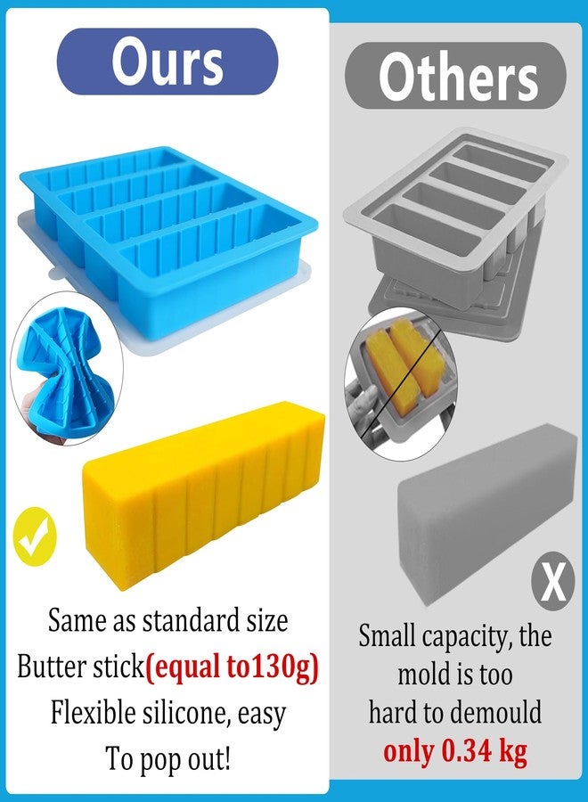 Sidosir 2PCS Butter Silicone Mold with Lid, Non-Stick Butter Mold Tray with Measurements for Making Butter for Chocolate Making and Homemade Cakes Baking - Image 3