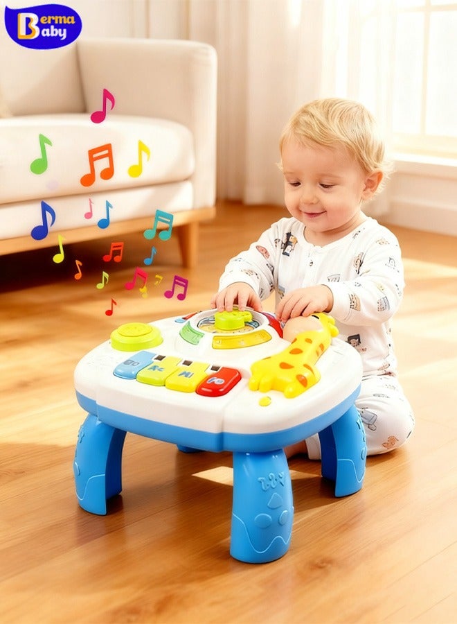Berma Baby طاولة تعلم موسيقية، ألعاب أطفال من عمر 6 إلى 12-18 شهرًا، طاولة أنشطة تعليمية موسيقية، مركز ألعاب للأطفال الصغار والرضع والأطفال من عمر 1 إلى 3 سنوات، هدايا للأولاد والبنات، المقاس 9.7 × 8.7 × 7.1 بوصة - Image 1