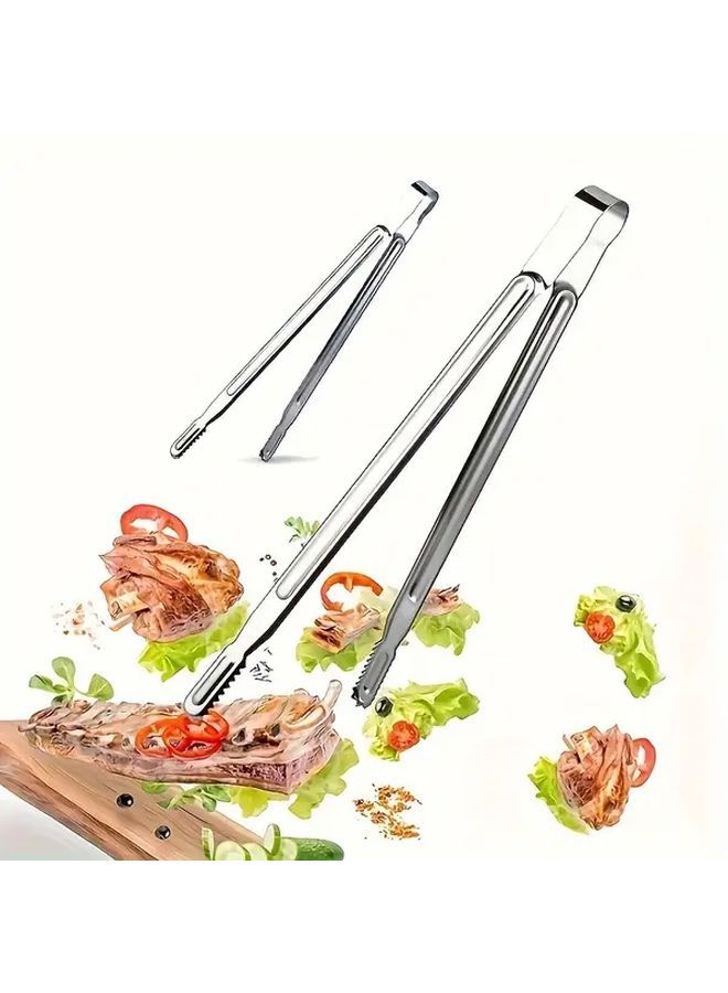 5pcs Stainless Steel Kitchen Tweezers Set Extra Long Cooking Tongs - Image 1