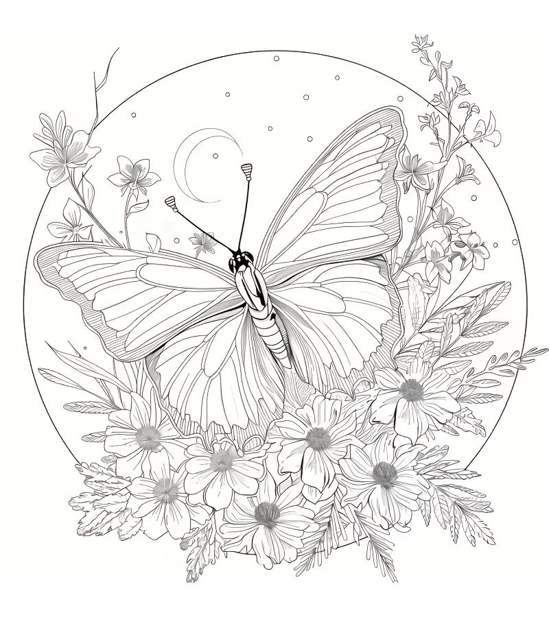 24 Page Adult Coloring Book Butterflies And Flowers One Side Thick Paper 7.87x7.87 Inch - Image 5
