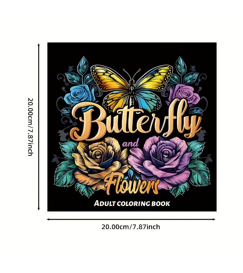 24 Page Adult Coloring Book Butterflies And Flowers One Side Thick Paper 7.87x7.87 Inch - Image 2