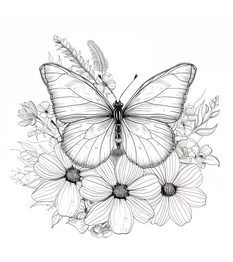 24 Page Adult Coloring Book Butterflies And Flowers One Side Thick Paper 7.87x7.87 Inch - Image 4