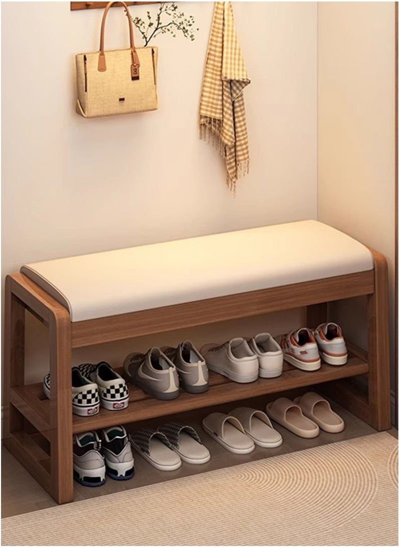 Sharpdo Home Porch Entrance Integrated Shoe Cabinet Bench, Solid Wood Shoe Bench, Soft Cushion 80*30*42CM  - Image 3