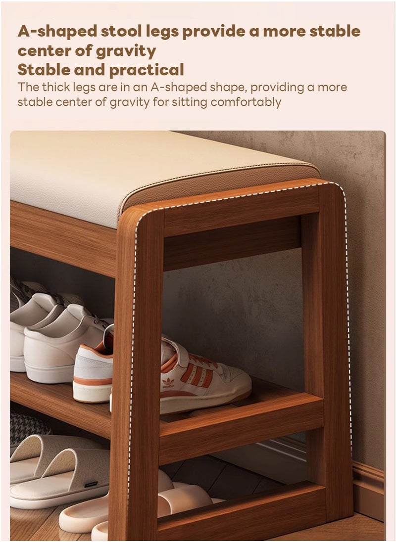 Sharpdo Home Porch Entrance Integrated Shoe Cabinet Bench, Solid Wood Shoe Bench, Soft Cushion 80*30*42CM  - Image 4