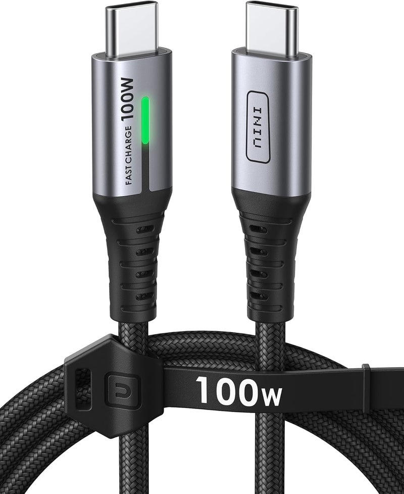 INIU Type C Cable, 100W Fast Charging Nylon-Braided Cord USB C Cable Compatible for iPhone 17/16/15 Pro Max, MacBook Pro/Air, Galaxy S25 Ultra S24, Huawei, Honor, Xiaomi, iPad etc (1M) - Image 1