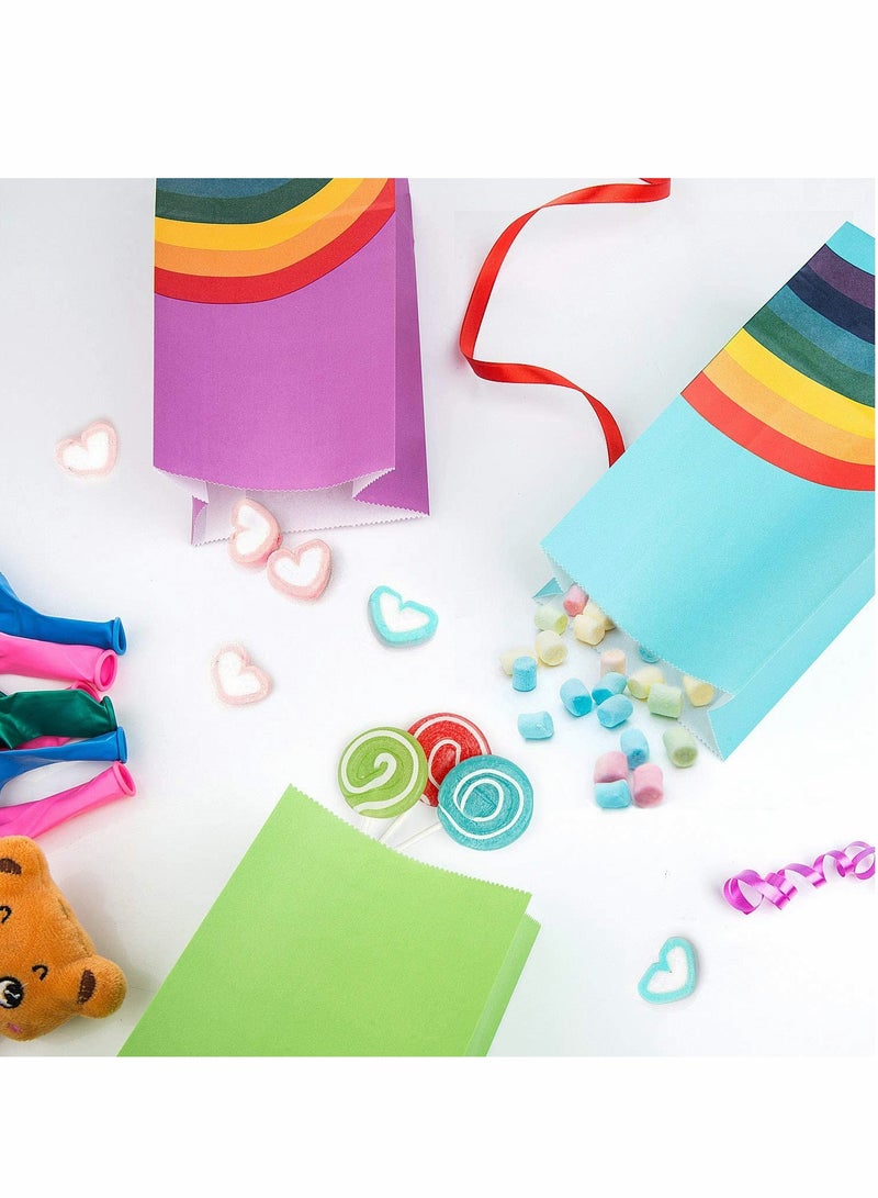 40 Pcs Party Gift Bags Rainbow Paper Gift Bags with Heart Stickers, for Birthday Party Wedding Supplies, Multi-use Paper Gift Bags, Sweet Bags - Image 4