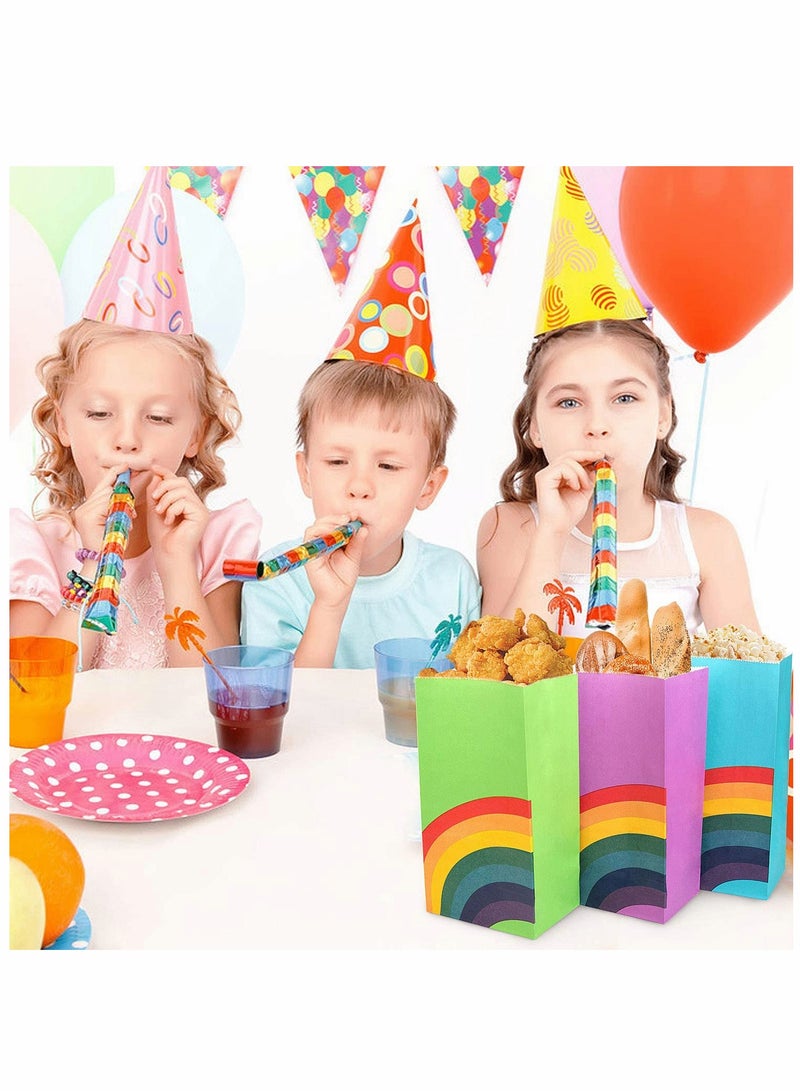 40 Pcs Party Gift Bags Rainbow Paper Gift Bags with Heart Stickers, for Birthday Party Wedding Supplies, Multi-use Paper Gift Bags, Sweet Bags - Image 2
