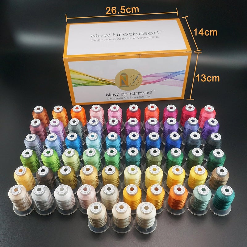 New brothread 63 Colors Compatible with Brother Polyester Embroidery Machine Thread Kit 500M (550Y) Each Spool Compatible with Brother Babylock Janome Singer Pfaff Bernina Embroidery Sewing Machine - Image 2