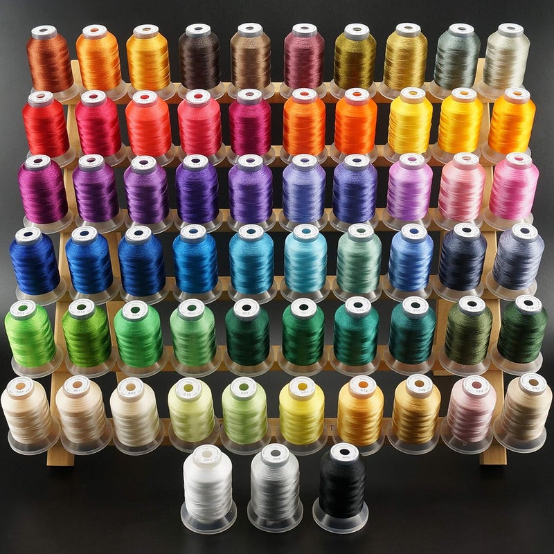 New brothread 63 Colors Compatible with Brother Polyester Embroidery Machine Thread Kit 500M (550Y) Each Spool Compatible with Brother Babylock Janome Singer Pfaff Bernina Embroidery Sewing Machine - Image 1
