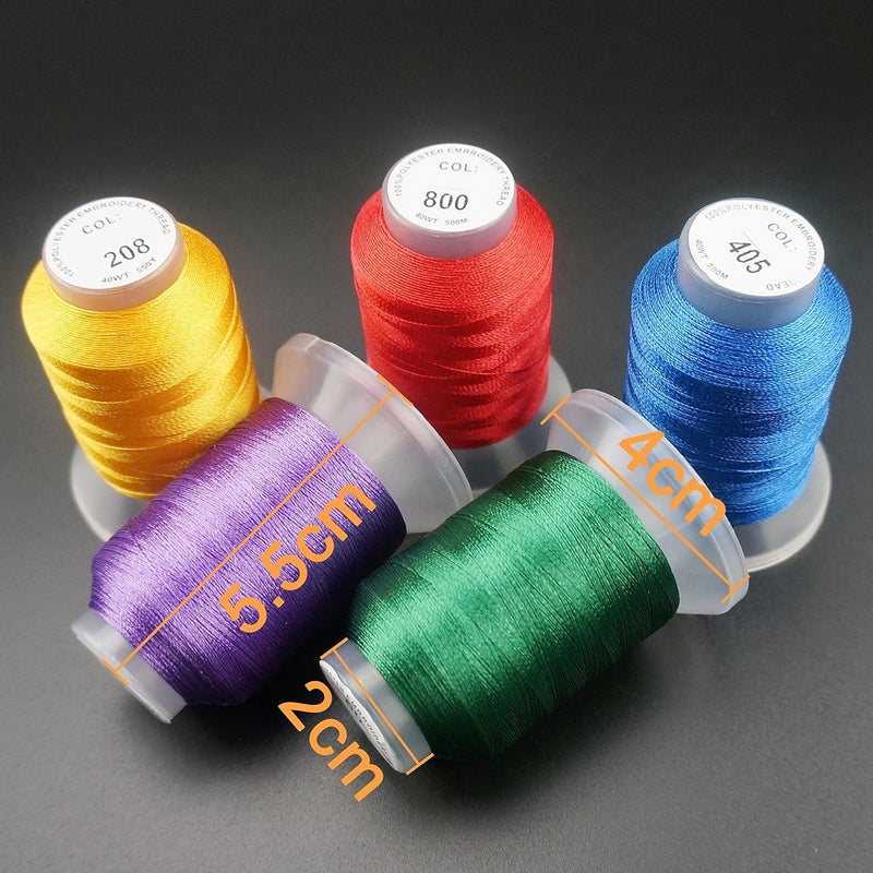 New brothread 63 Colors Compatible with Brother Polyester Embroidery Machine Thread Kit 500M (550Y) Each Spool Compatible with Brother Babylock Janome Singer Pfaff Bernina Embroidery Sewing Machine - Image 3