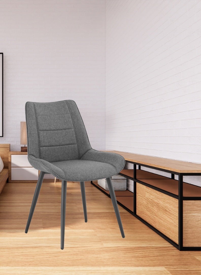 AFT Ergonomic Upholstered Dining Chair with Quilted Backrest – Sturdy Metal Legs, Soft Fabric Seat – Dimensions 85cm Height x 60cm Depth x 54cm Width – Seat Height 48cm – 130 KG Weight Capacity – Modern Design for Home or Office.  Dark Grey (Arfan) - Image 5
