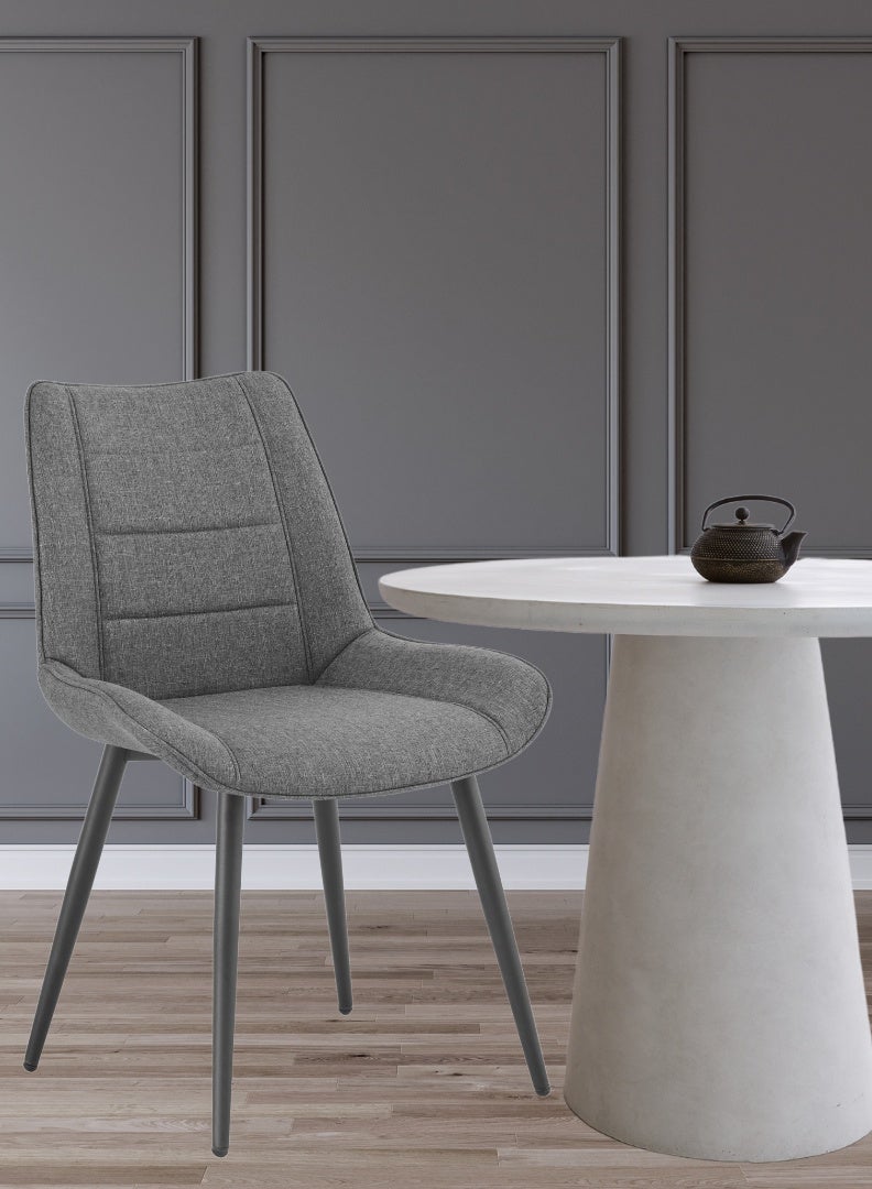 AFT Ergonomic Upholstered Dining Chair with Quilted Backrest – Sturdy Metal Legs, Soft Fabric Seat – Dimensions 85cm Height x 60cm Depth x 54cm Width – Seat Height 48cm – 130 KG Weight Capacity – Modern Design for Home or Office.  Dark Grey (Arfan) - Image 4