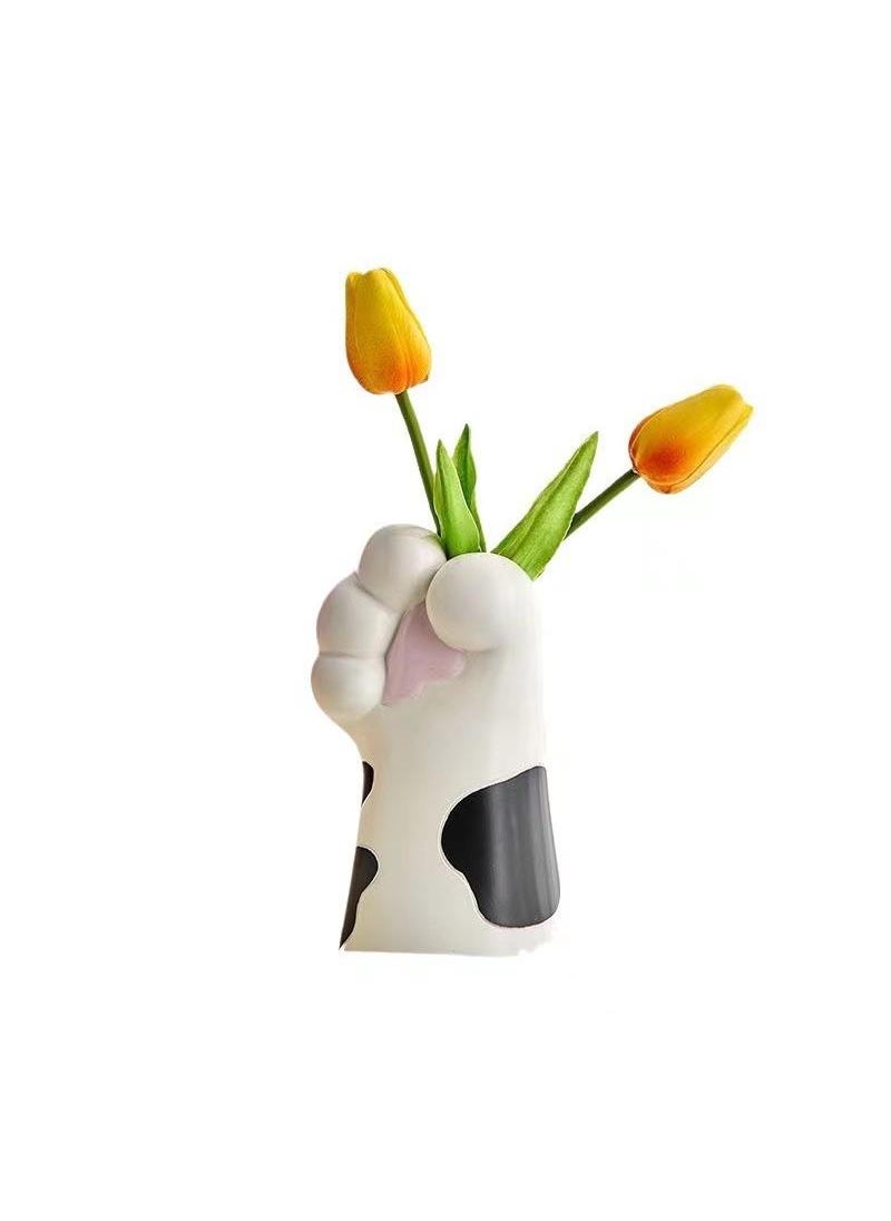 Y&D New Creative Resin Cat's Claw Vase Light Luxury Style Entrance Ornaments Home Decoration Living Room Resin Crafts-Black And White15.7*8.2*7.9  - Image 2