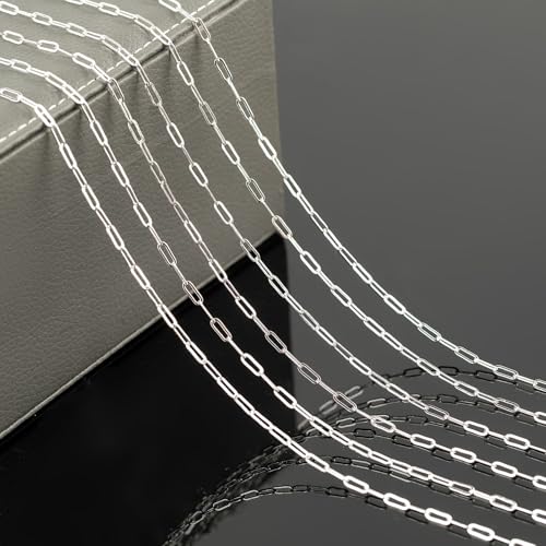 YOUBEIYEE 32.8 Feet Silver Paperclip Chain for Jewelry Making Silver Plated Brass Chain Roll for Women Necklace Bracelet DIY Jewelry Supplies - Image 4