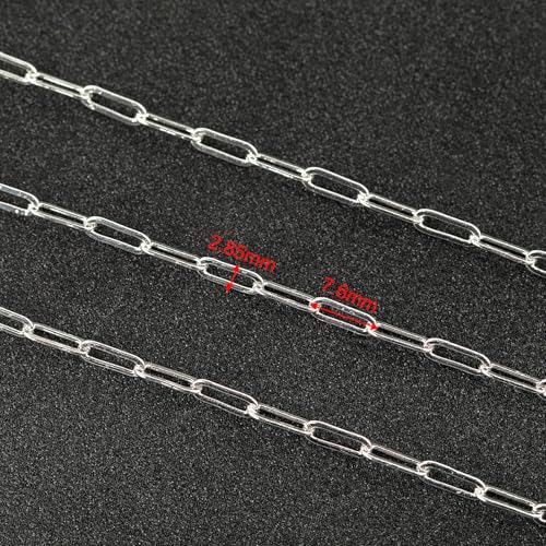 YOUBEIYEE 32.8 Feet Silver Paperclip Chain for Jewelry Making Silver Plated Brass Chain Roll for Women Necklace Bracelet DIY Jewelry Supplies - Image 3