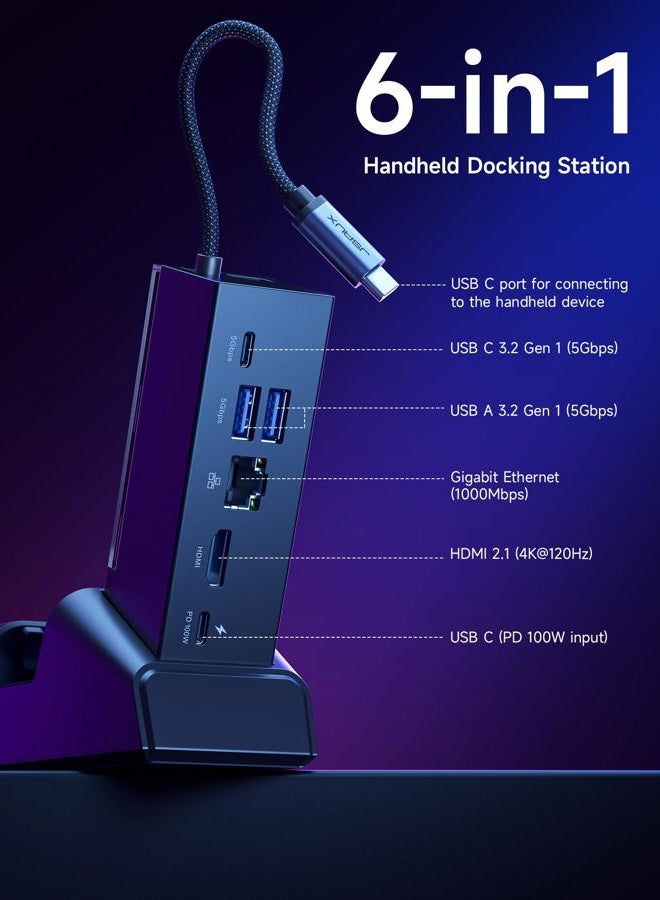 jsaux Docking Station for ROG Xbox Ally X (2025)/ROG Ally X/ROG Ally/Steam Deck/Legion Go/Legion Go S, 6-in-1 Dock with HDMI 4K@120Hz, Gigabit Ethernet, USB A & USB C 3.2 Gen 1, 100W Charging - HB0609 - Image 4