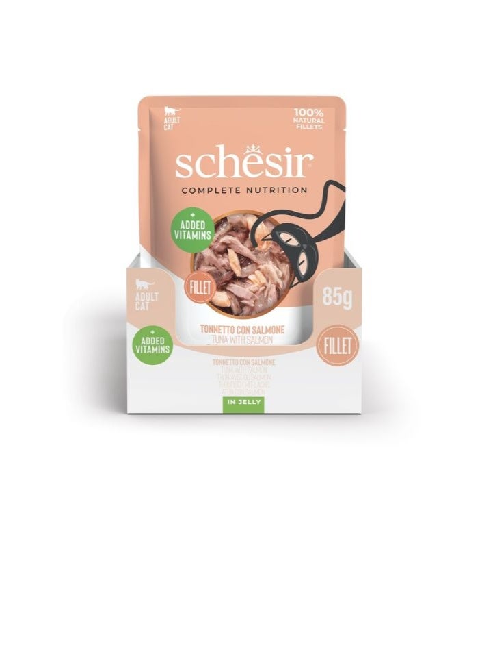 شيسر شيسير طعام رطب للقطط متكامل ومتوازن في عبوة جيلي – تونة مع سلمون 85 جم [الحد الأدنى للطلب: 12 قطعة] - Image 3
