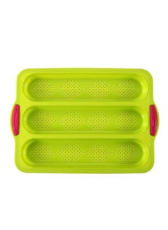 Arabest Silicone Baguette Baking Tray Diamond Grid Green + Rose Red handle 
