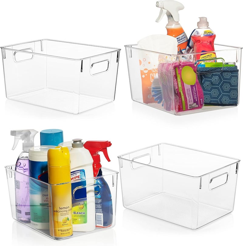 ClearSpace Clear Plastic Storage Bins â€“ Pantry Organizers & Storage Containers, Cabinet Organizer - Home Organization Must Haves for Kitchen, Laundry Room, Office, Closet, Garage & Freezer - Image 1