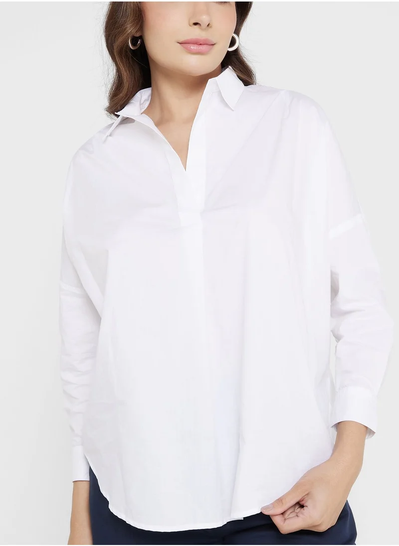 French Connection Buttoned Neck Knitted Top