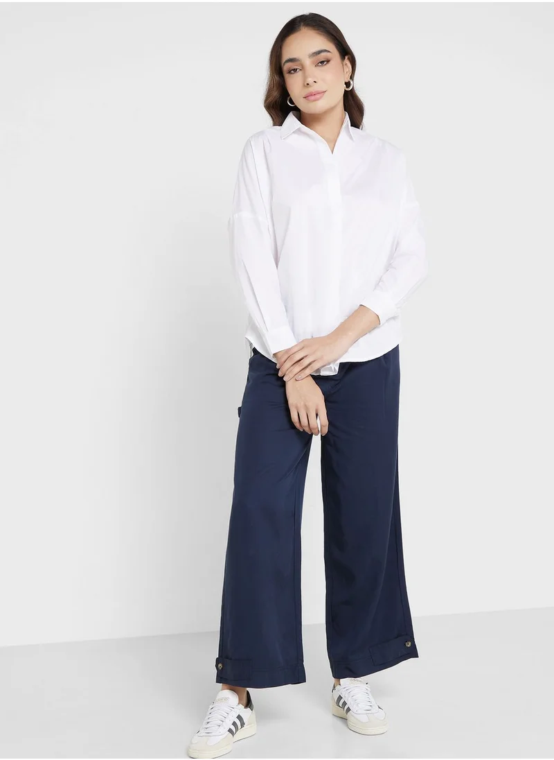 French Connection Buttoned Neck Knitted Top