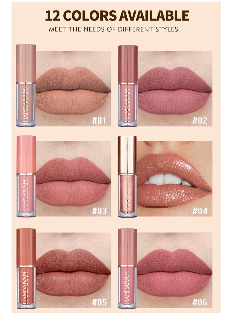 Women's Waterproof Long Lasting Non-Stick Cup Not Fade Nude 12 Pieces Velvet Matte Liquid Lipstick Set