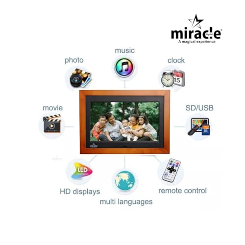 MIRACLE DIGITAL 10" IPS Wooden Digital Photo Frame | 8GB Memory, 2GB RAM | High-Def Display, USB & SD Card Support | Slideshow, Video, Audio | 180° Wide Viewing Angle (Dark Wood) - Image 5