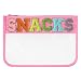 DYSHAYEN Chenille Letter Clear Zipper Pouch for TravelNylon Clear Cosmetic BagMakeup Travel Bag for Women Girls 118 Inches x 82 Inches PinkSnacks - Image 2