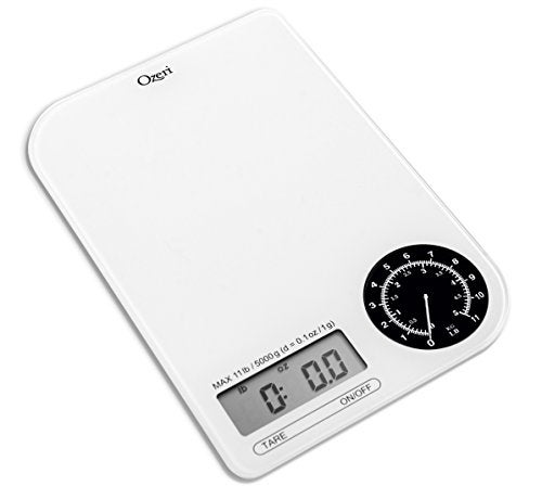 Ozeri ZK18-WB Rev Digital Kitchen Scale with Electro-Mechanical Weight Dial, Black Dial - Image 1