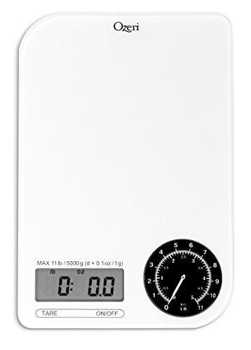 Ozeri ZK18-WB Rev Digital Kitchen Scale with Electro-Mechanical Weight Dial, Black Dial - Image 2
